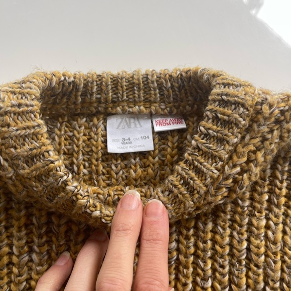 Zara Toddler Knit Sweater Mustard Brown - 3/4 - Picture 2 of 3